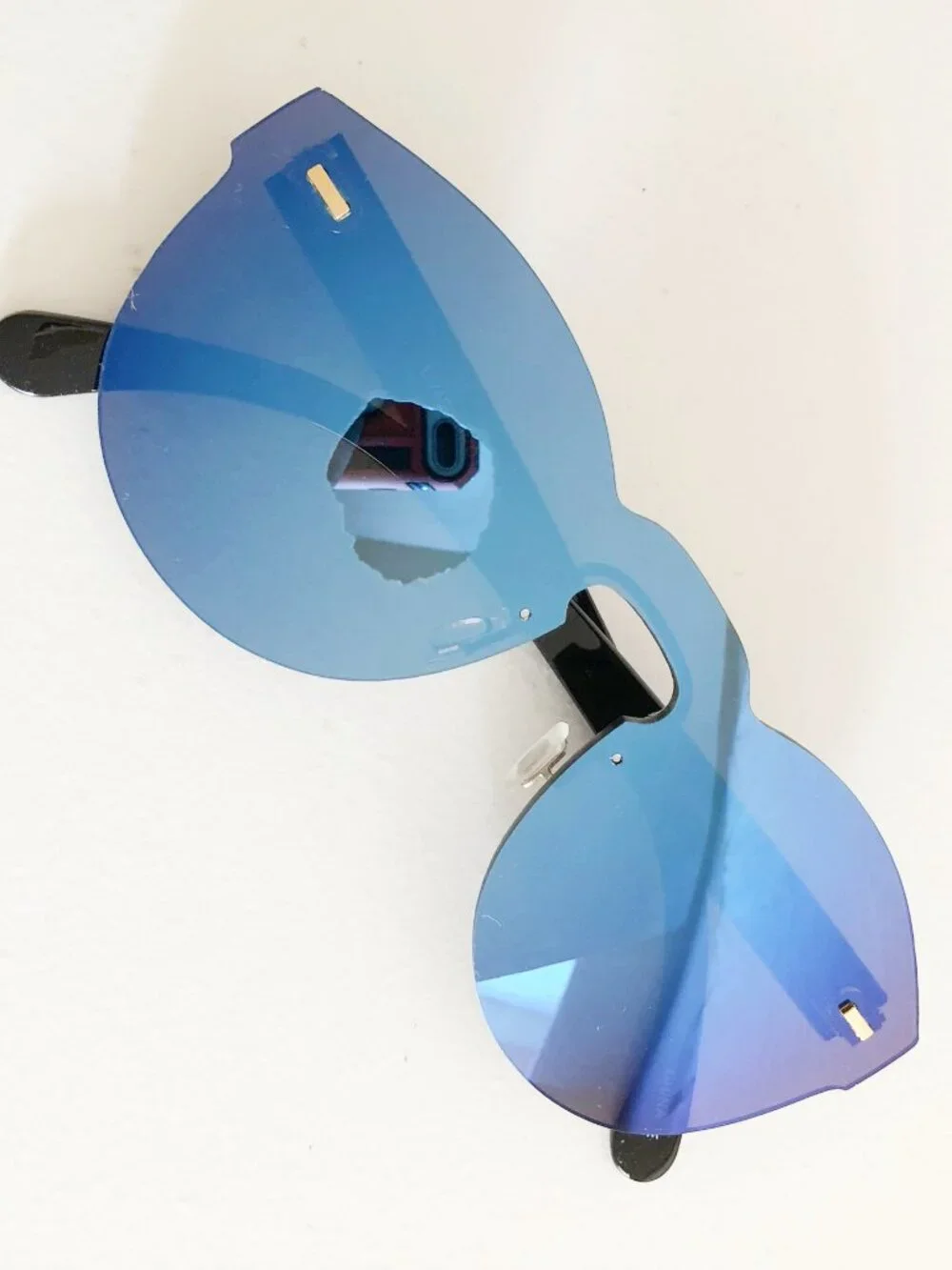 Frameless Blue Mirror Round Oval Shield Sunglasses